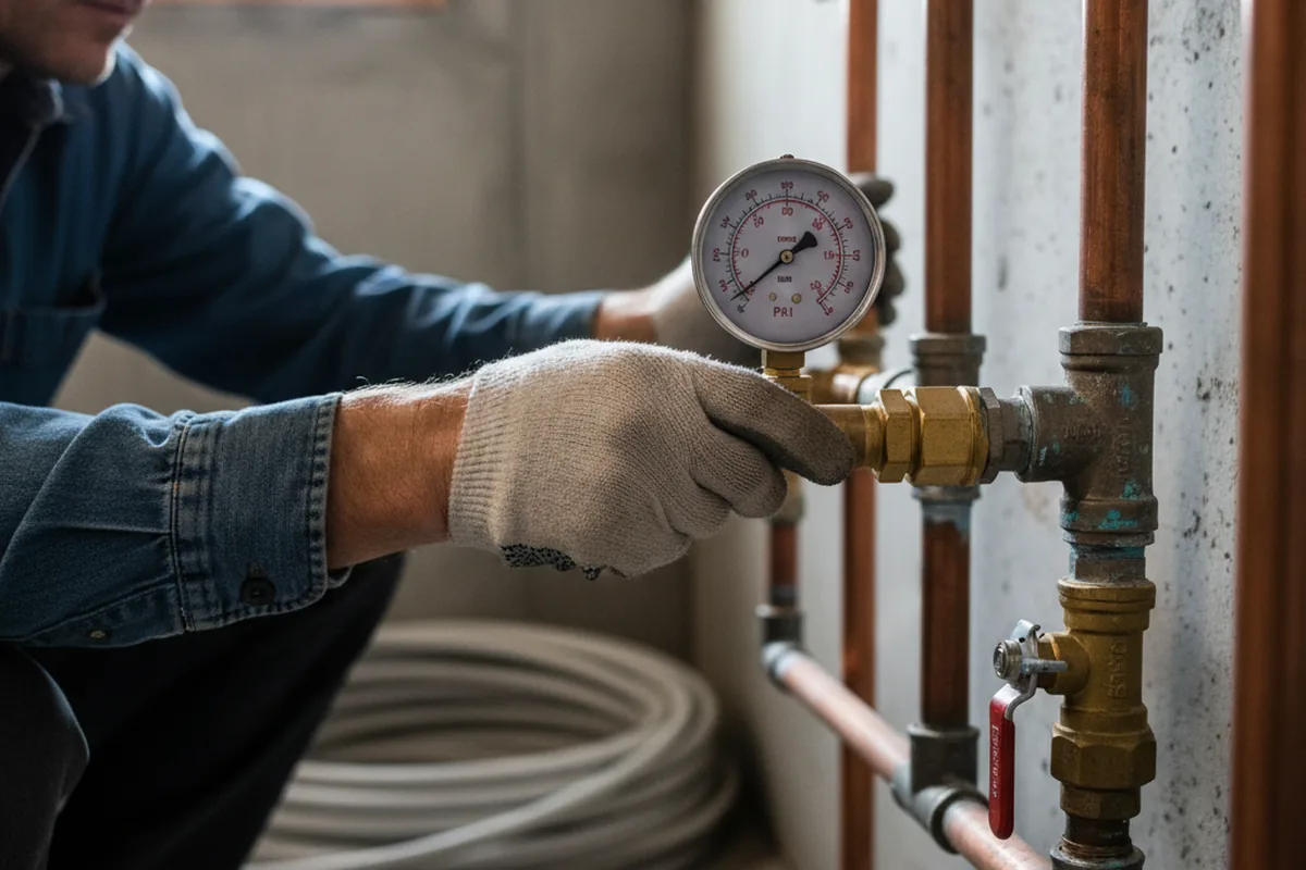 Pressure testing a repaired line during Water Line Repair in Barstow